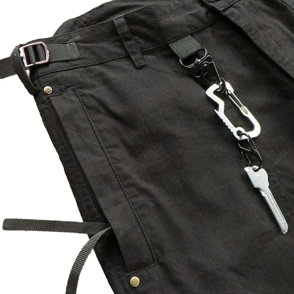 Black Rip-stop Distressed Pants