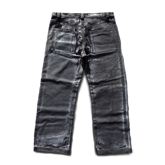 “Defective” waxed 14oz denim jeans