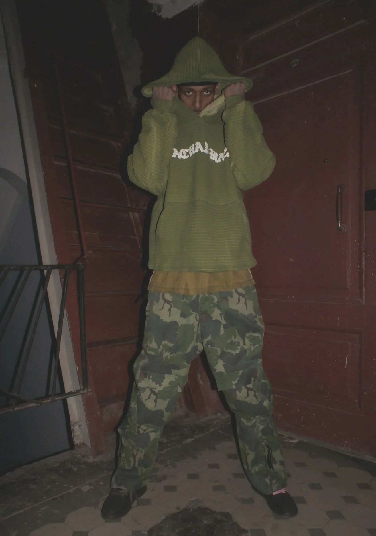 Green Faded Waffle Hoodie