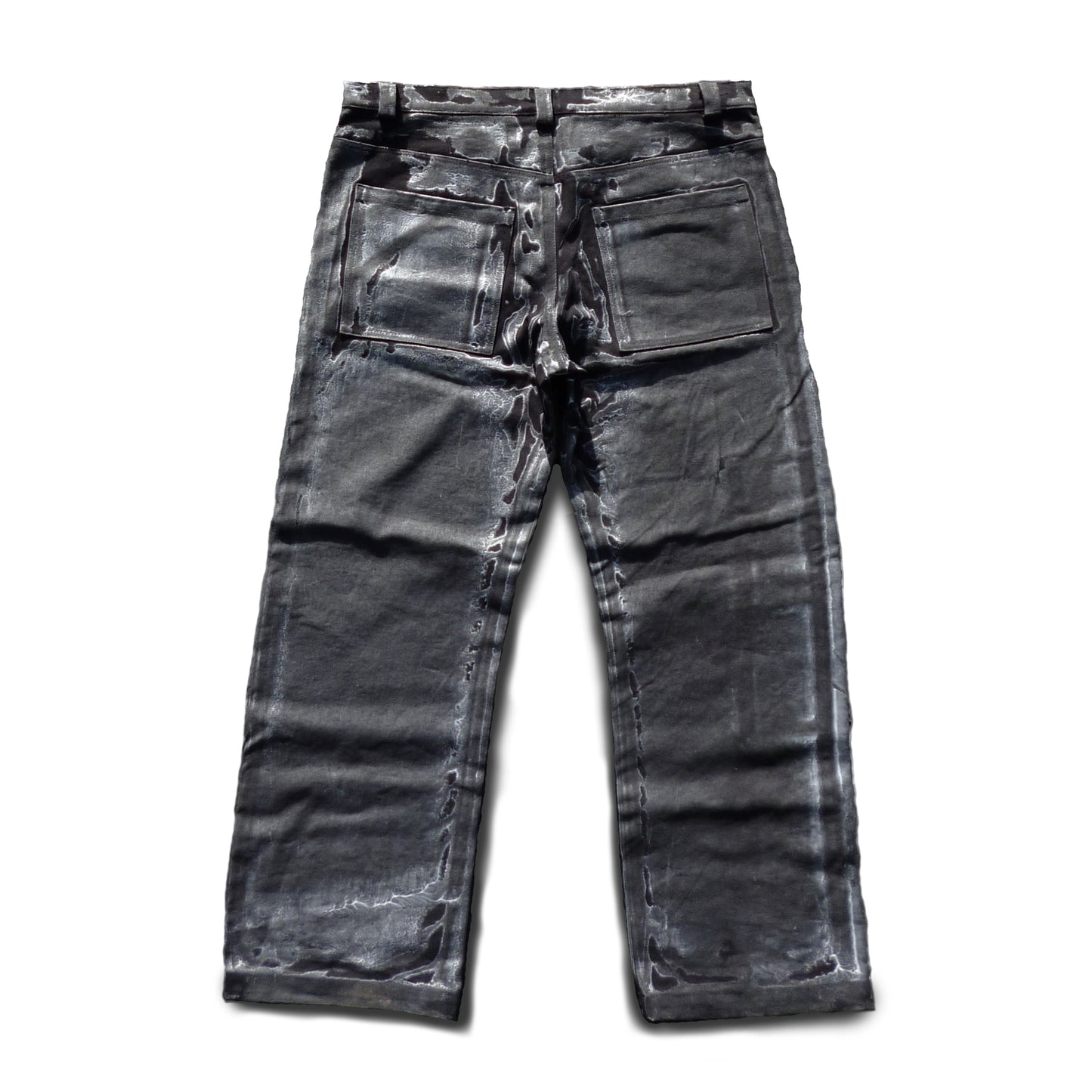 “Defective” waxed 14oz denim jeans