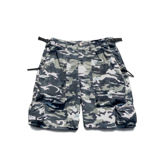 “Army” black white camouflage rip-stop shorts.