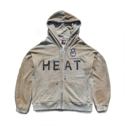 “HEAT” zip hoodie.