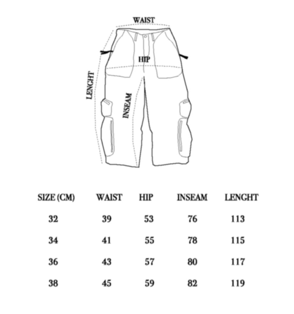 “Army” black white camouflage rip-stop pants.